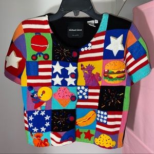 Michael Simon July 4th Patriotic Sweater Shirt size XS and Small
